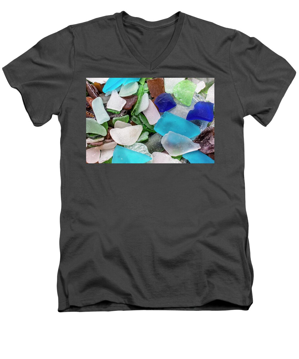 Sea Glass Men's V-Neck T-Shirt featuring the photograph Mixed Sea Glass by Blair Damson