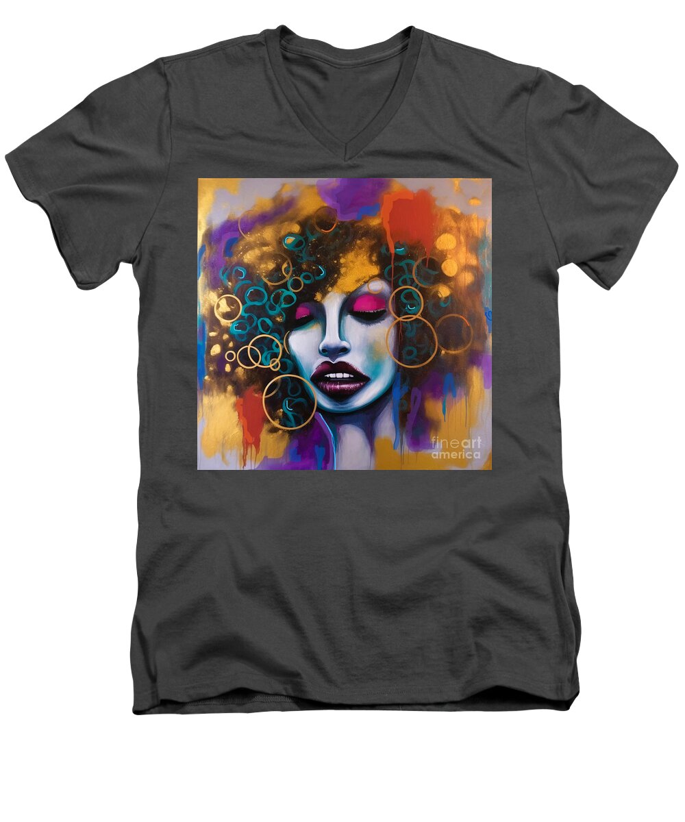 Woman Men's V-Neck T-Shirt featuring the painting Mood I Art Print by Crystal Stagg