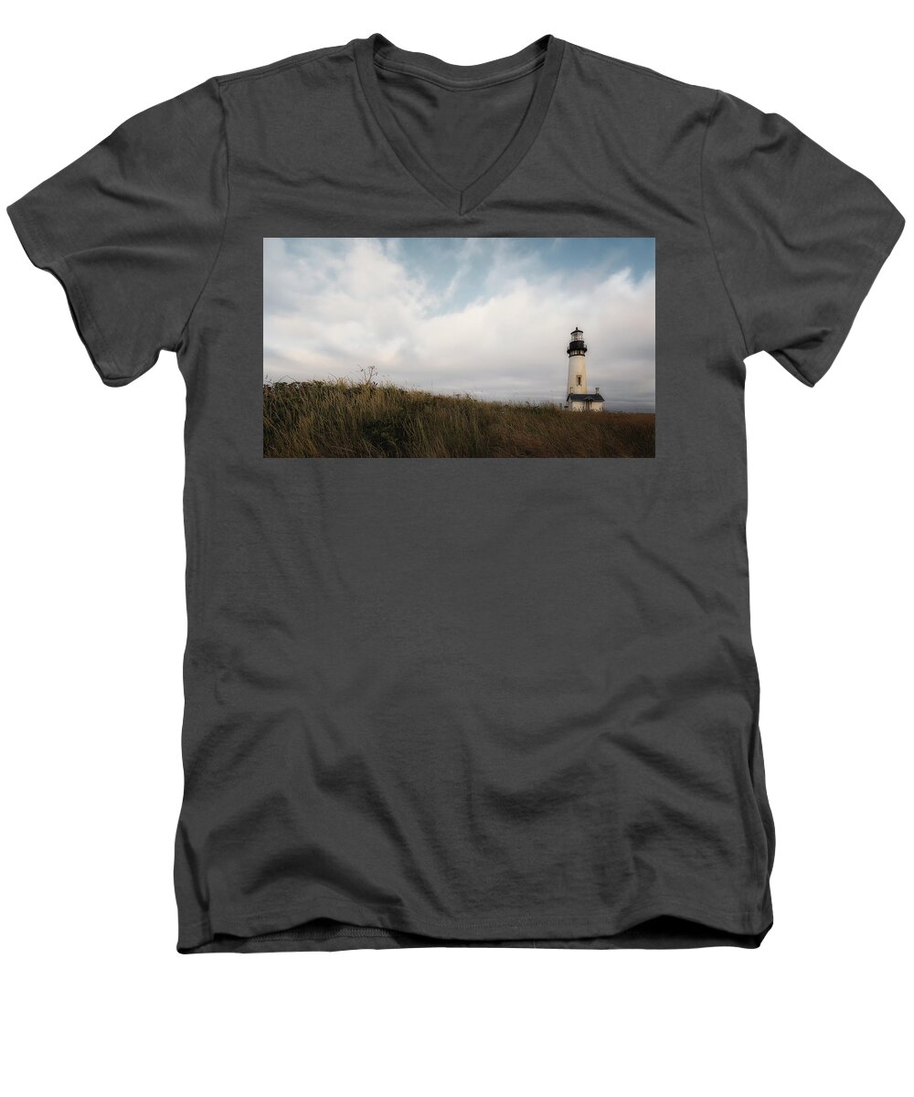 Yaquina Head Outstanding Natural Area Men's V-Neck T-Shirt featuring the photograph Morning Light by Ryan Manuel