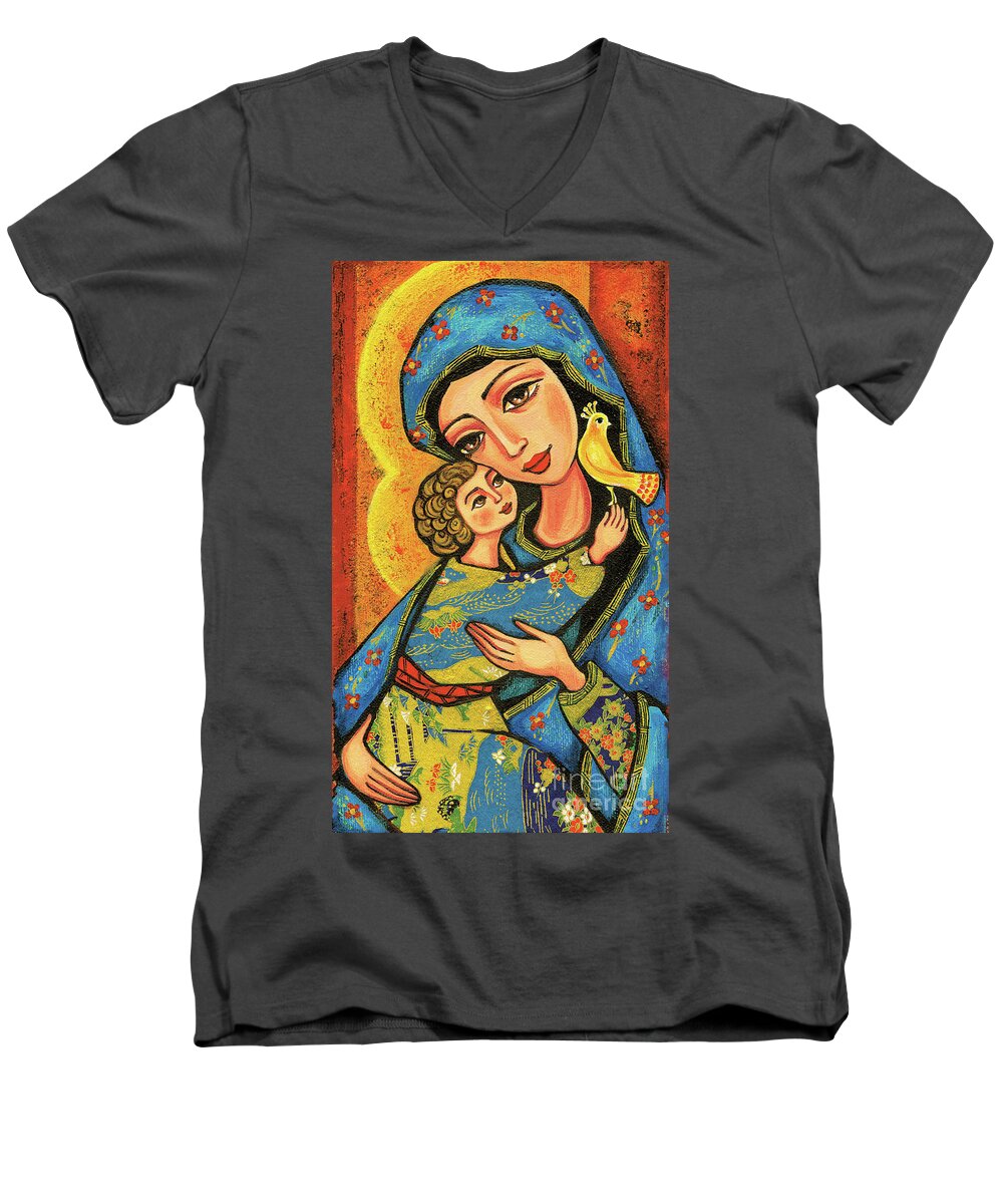 Mother And Child Men's V-Neck T-Shirt featuring the painting Mother Temple by Eva Campbell