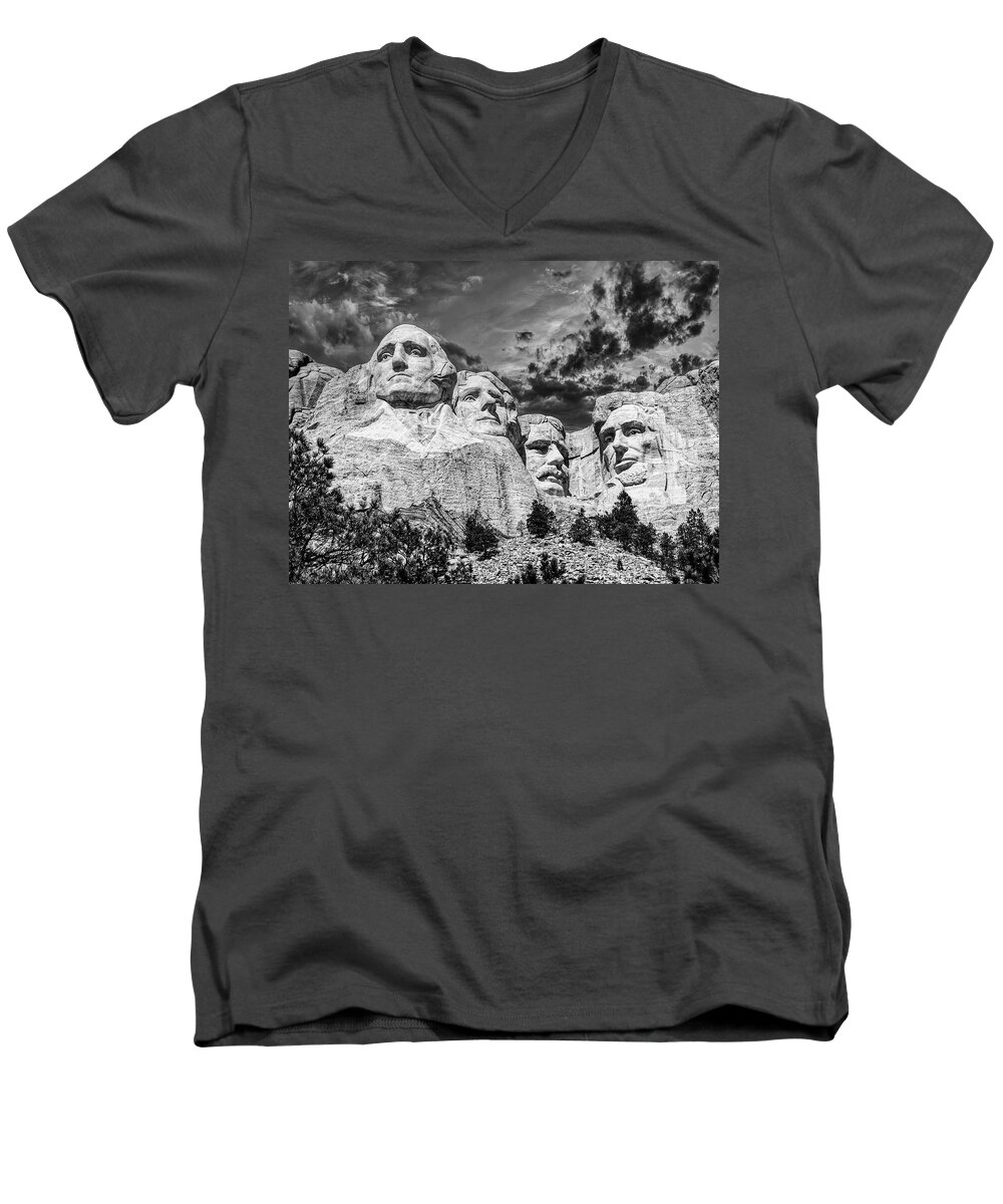 Mount Rushmore Men's V-Neck T-Shirt featuring the photograph Mount Rushmore by N P S