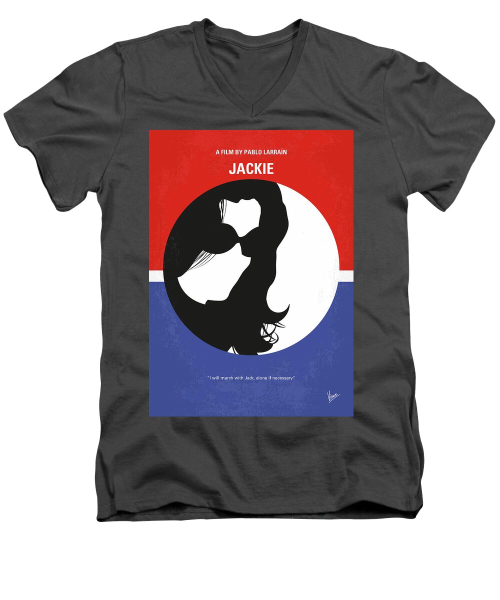 John F Kennedy Men's V-Neck T-Shirt featuring the digital art No755 My Jackie minimal movie poster by Chungkong Art