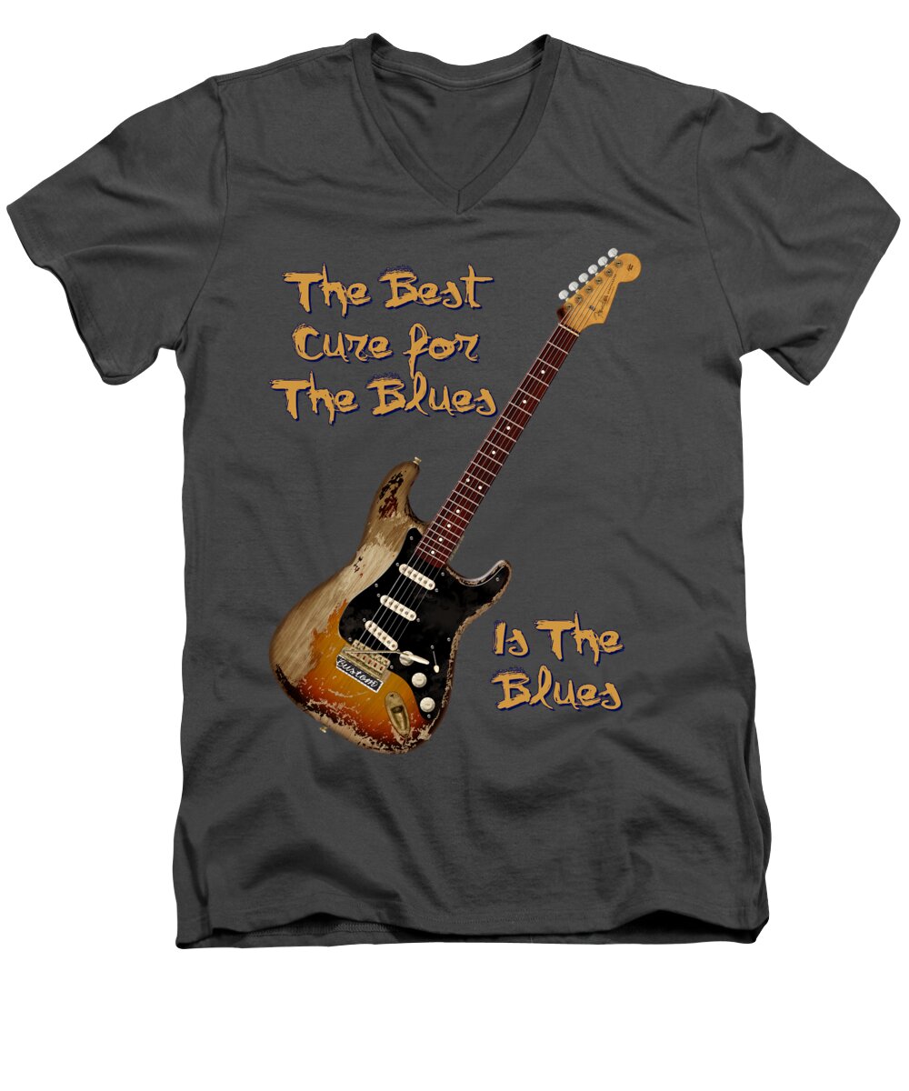 Stratocaster Men's V-Neck T-Shirt featuring the digital art Number One Cure Shirt by WB Johnston