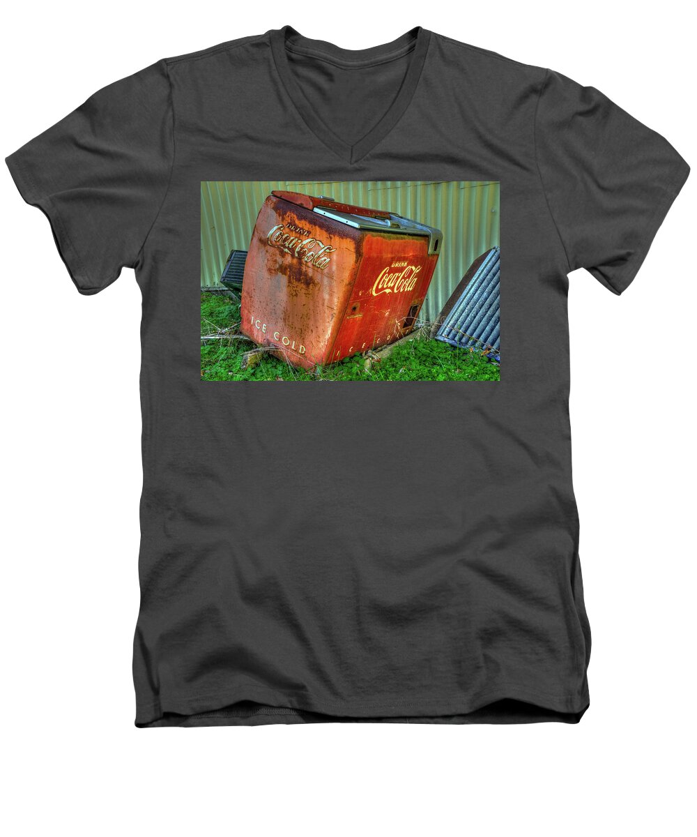 Coke Men's V-Neck T-Shirt featuring the photograph Old Coke Box by Jerry Gammon