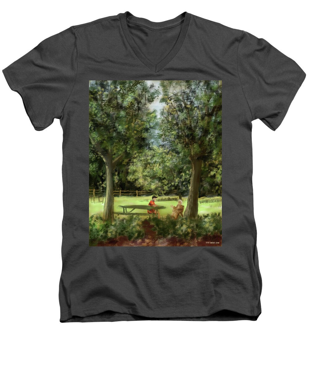 Trees Men's V-Neck T-Shirt featuring the digital art Old Friends by Larry Whitler