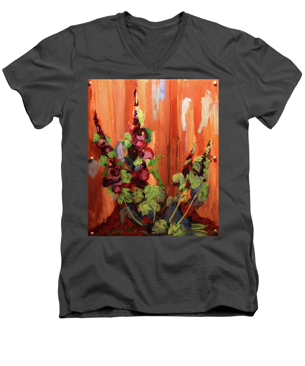 Flowers Men's V-Neck T-Shirt featuring the painting Old Friends by Marilyn Quigley