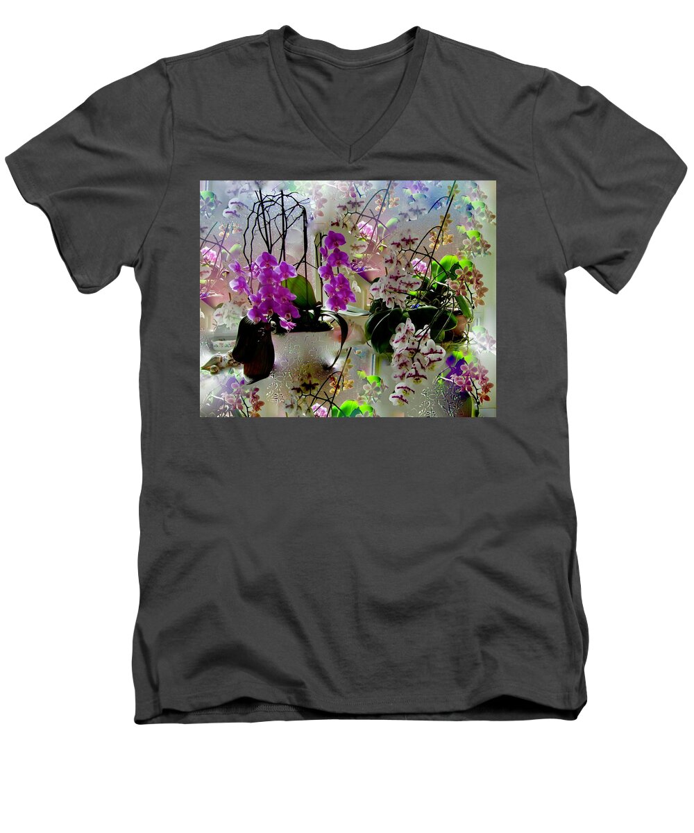 My Orchids Men's V-Neck T-Shirt featuring the photograph Orchids, Orchids, And Orchids by Phyllis Kaltenbach