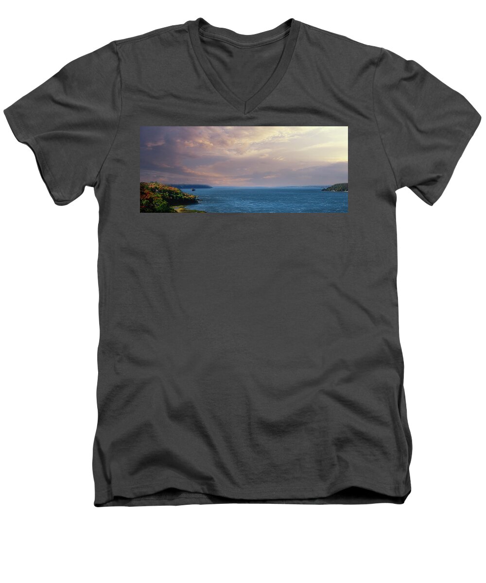 St. Lawrence River Men's V-Neck T-Shirt featuring the photograph Peaceful Waters by G Lamar Yancy