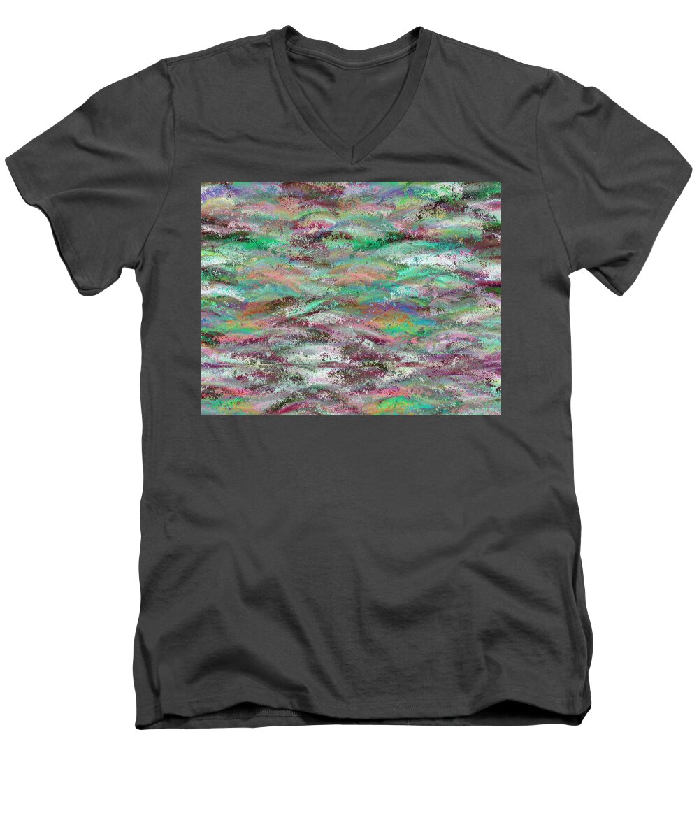#abstract #abstractart #digital #digitalart #wallart #markslauter #print #greetingcards #pillows #duvetcovers #shower #bag #case #shirts #towels #mats #notebook #blanket #charger #pouch #mug #tapestries #facemask #puzzle Men's V-Neck T-Shirt featuring the digital art Porpoises by Mark Slauter