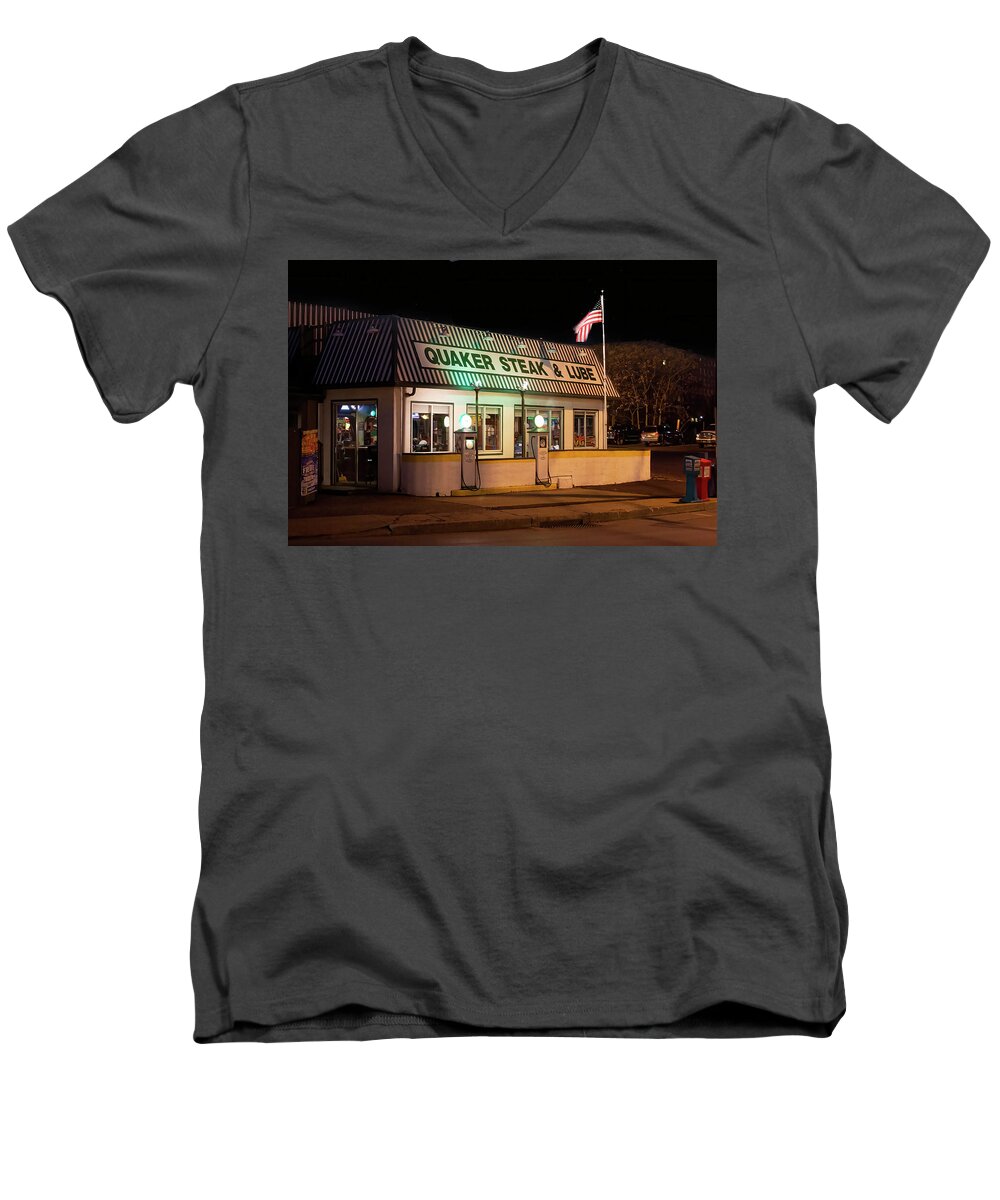 Restaurant Men's V-Neck T-Shirt featuring the photograph Quaker Steak and Lube by Skip Tribby