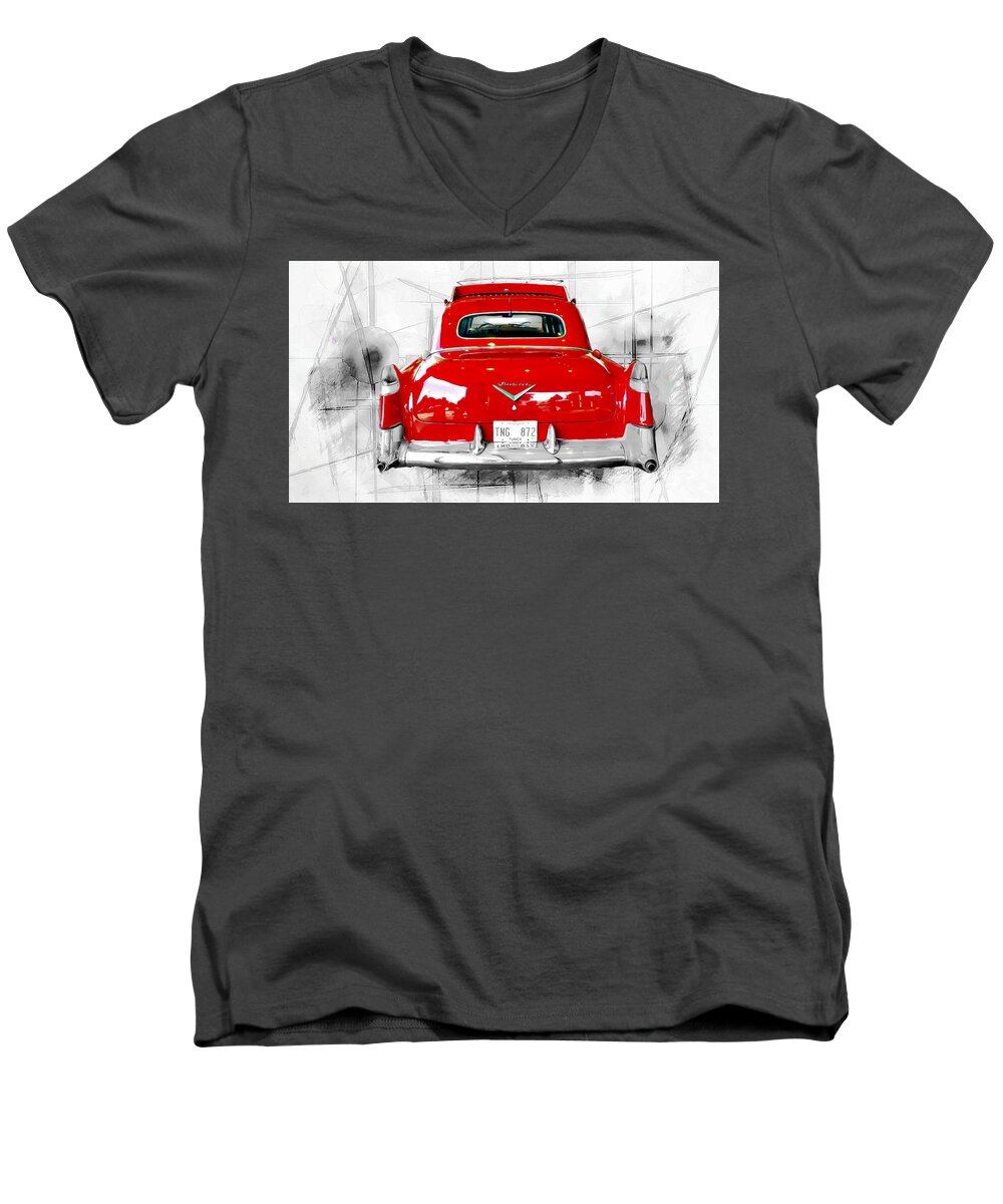 Fleetwood Men's V-Neck T-Shirt featuring the photograph Red Fleetwood by Barbara Chichester