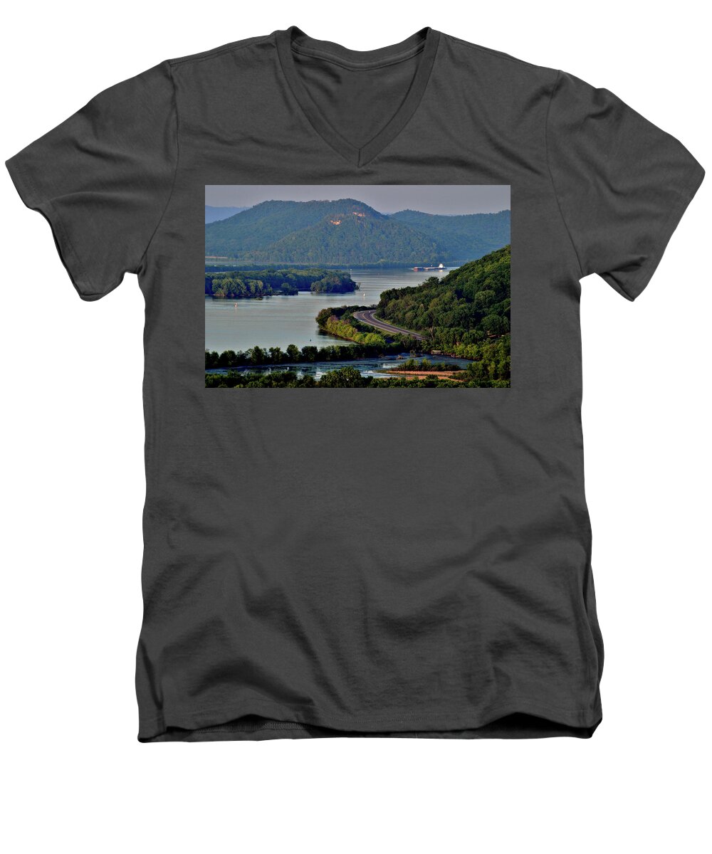 Mississippi Men's V-Neck T-Shirt featuring the photograph River Navigation by Susie Loechler