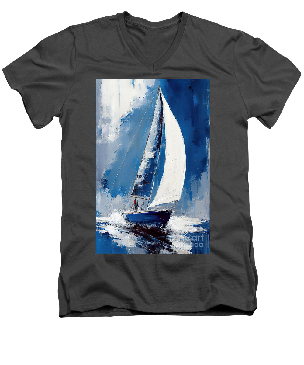 Sailboat Men's V-Neck T-Shirt featuring the photograph Sailboat Series 102823_a by Carlos Diaz
