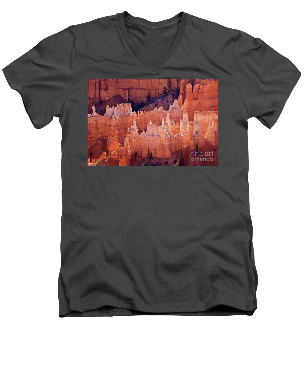 Sandstone Men's V-Neck T-Shirt featuring the photograph Sandstone Hoodoos, Bryce Canyon Amphitheatre, Utah, USA by Neale And Judith Clark