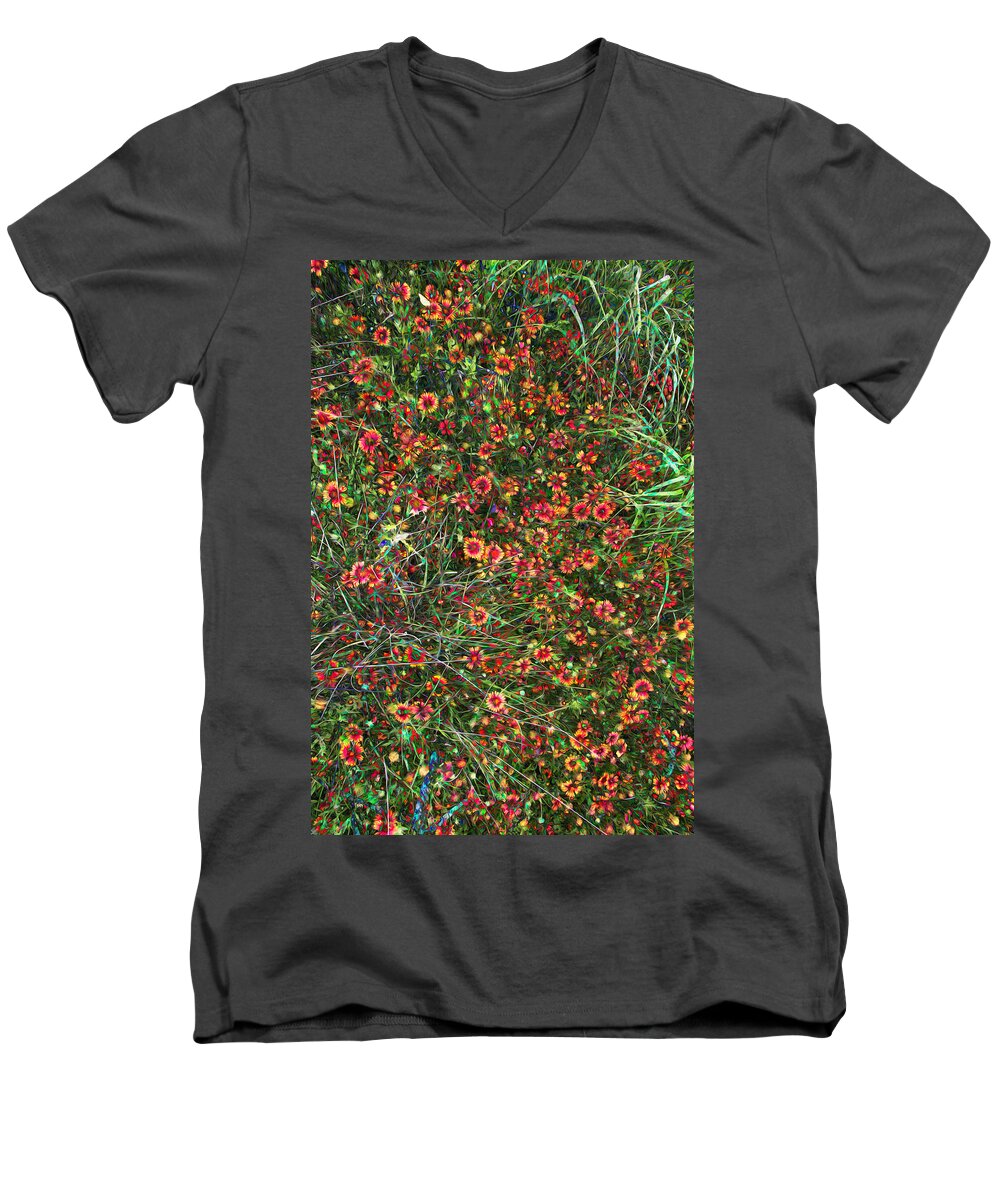 Indian Firewheel Men's V-Neck T-Shirt featuring the photograph Scattered Fire Rings by Michael Gross