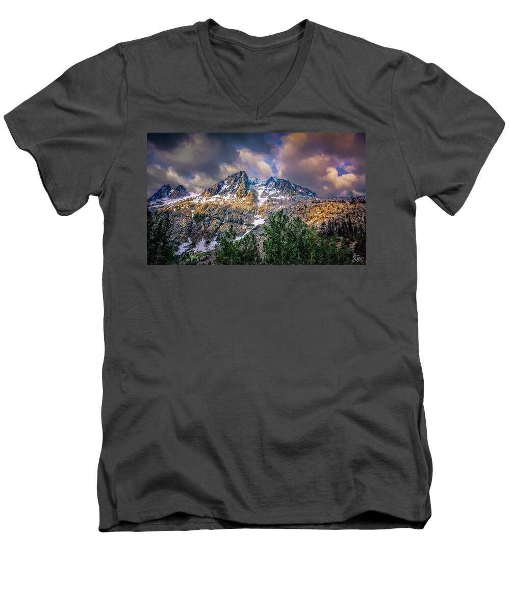 Sierra Mountains Men's V-Neck T-Shirt featuring the photograph Sierra Dawn by Endre Balogh