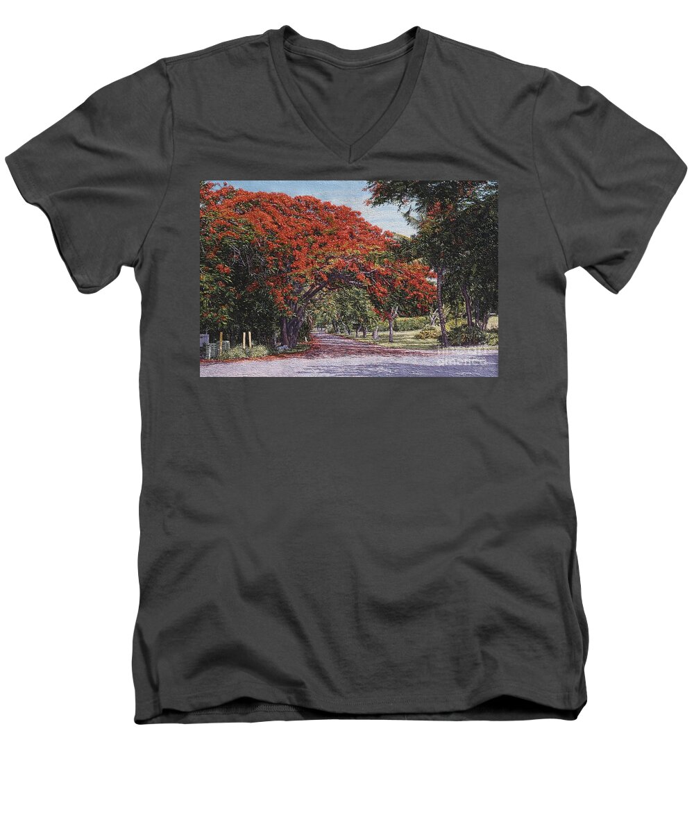 Eddie Men's V-Neck T-Shirt featuring the painting Skyline Drive by Eddie Minnis