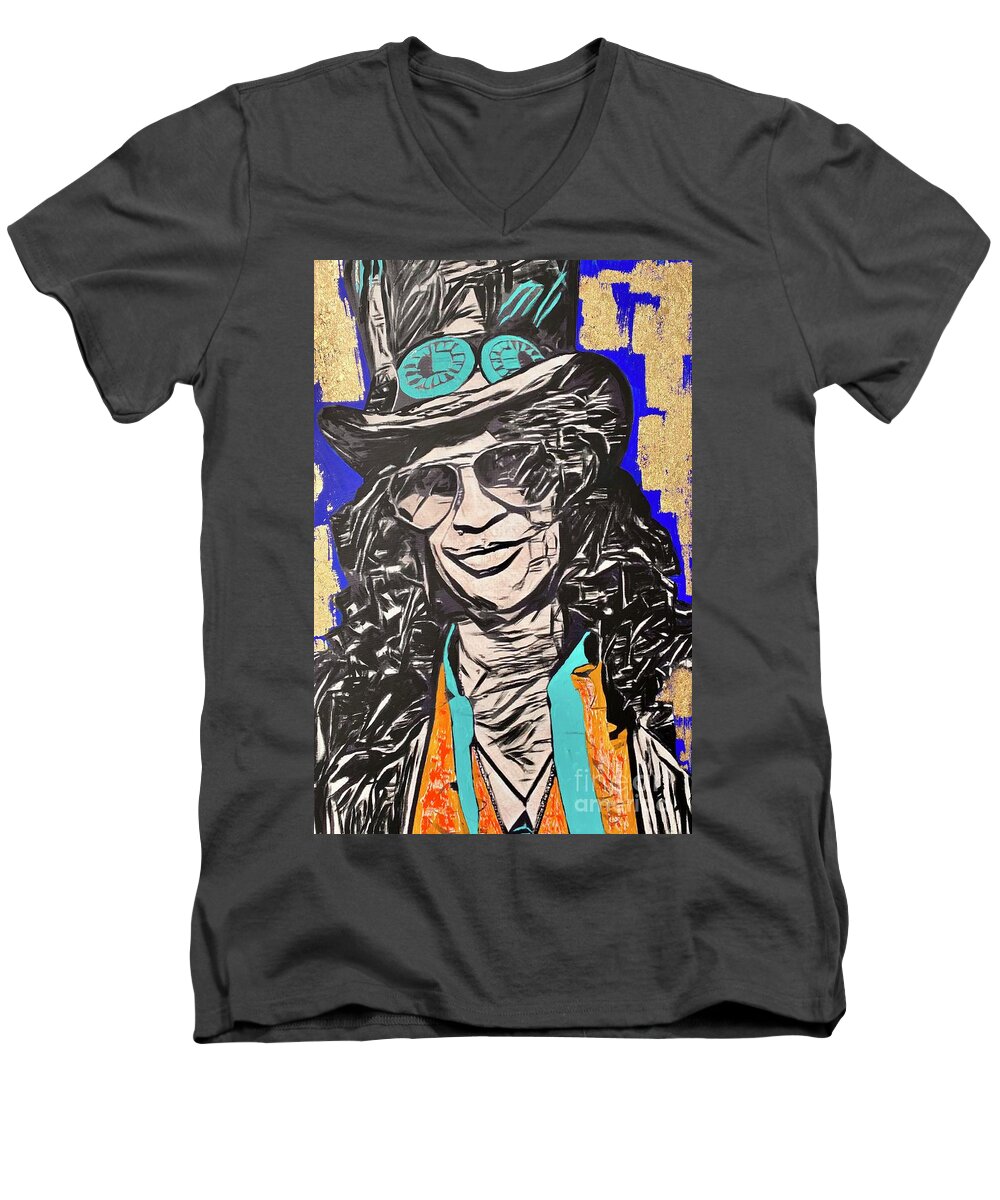 Slash Men's V-Neck T-Shirt featuring the painting Slash by Jayime Jean