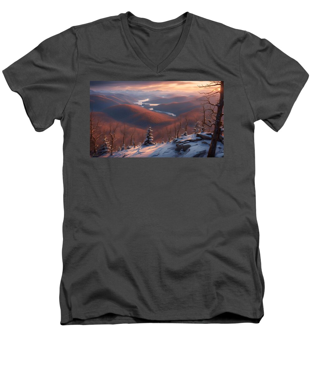 Smoky Mountains Men's V-Neck T-Shirt featuring the digital art Smoky mountain wonder by Greg Joens