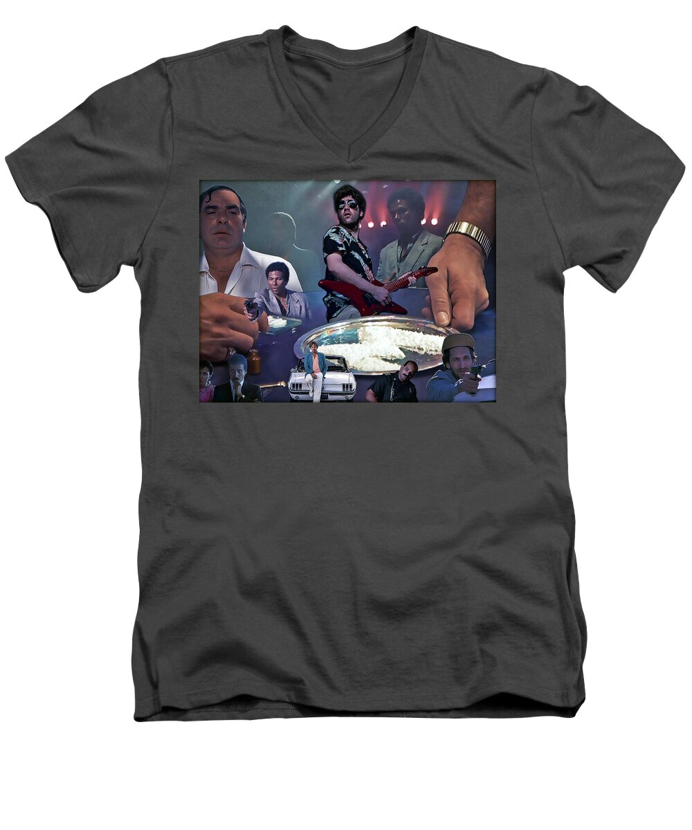 Miami Vice Men's V-Neck T-Shirt featuring the digital art Smuggler's Blues by Mark Baranowski