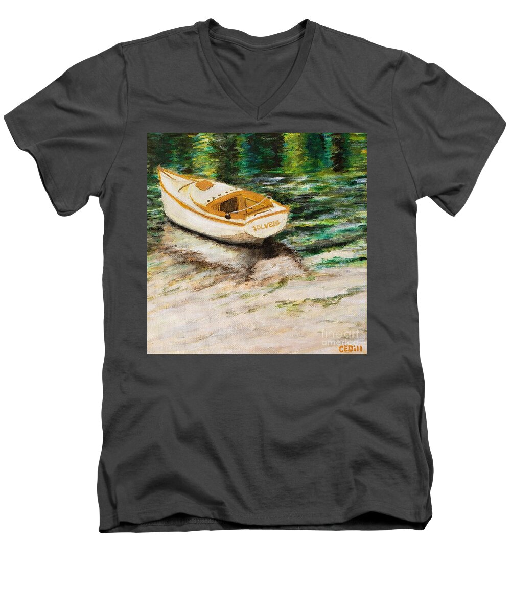 Norway Men's V-Neck T-Shirt featuring the painting Solveig Venter by C E Dill