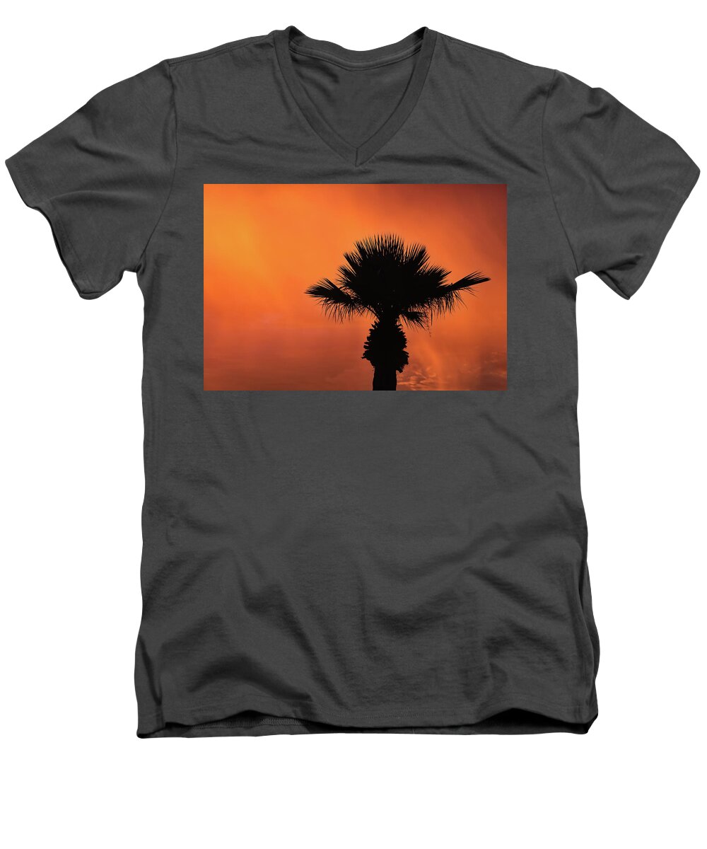 Monsoon Sunset Men's V-Neck T-Shirt featuring the photograph Soothing Sunset by Elaine Malott