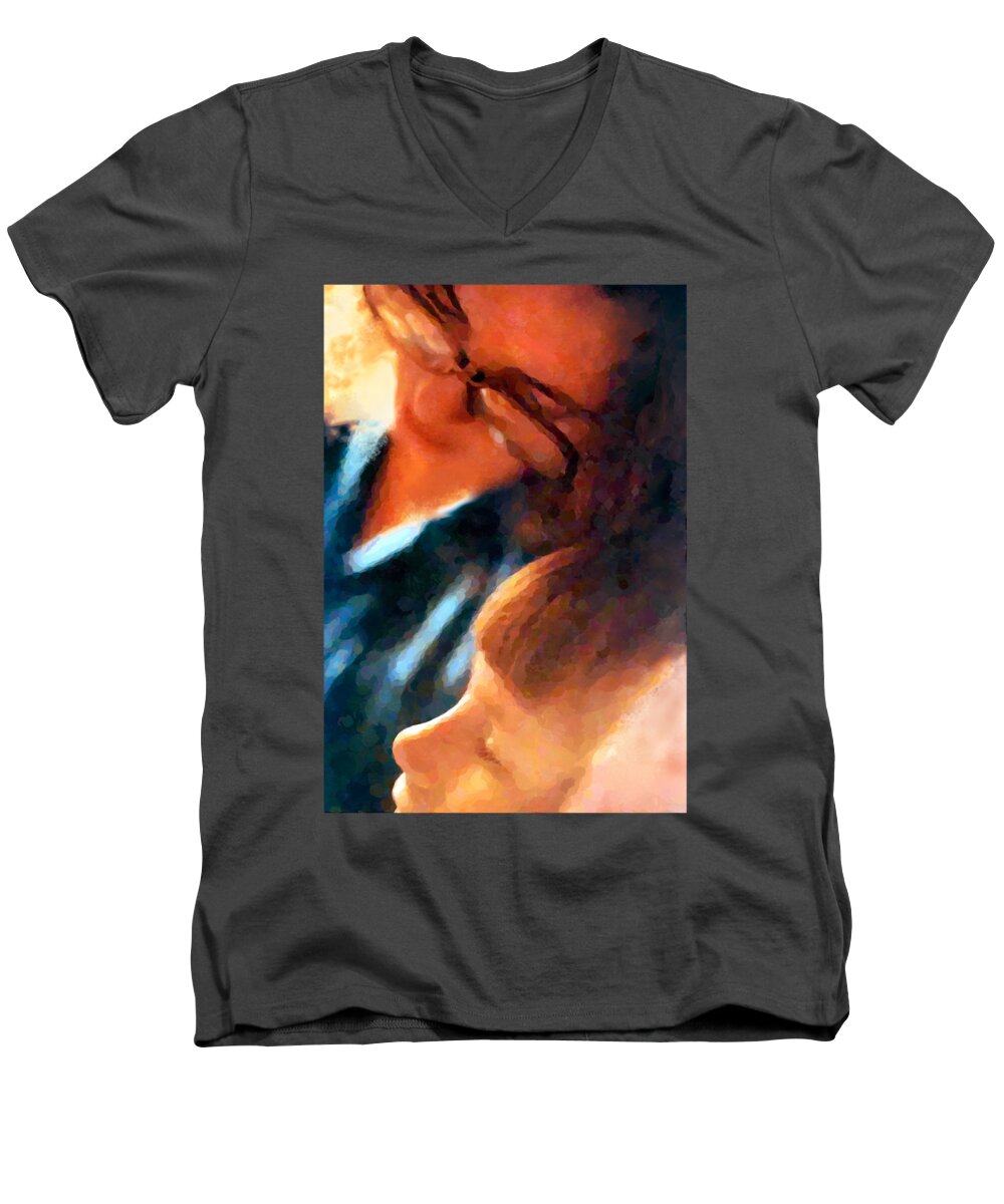 Susan Molnar Men's V-Neck T-Shirt featuring the photograph Special Moments - Watercolor by Susan Molnar