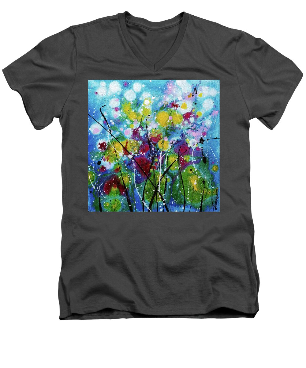 Spring Is Here Men's V-Neck T-Shirt featuring the painting Spring is Here by Kume Bryant