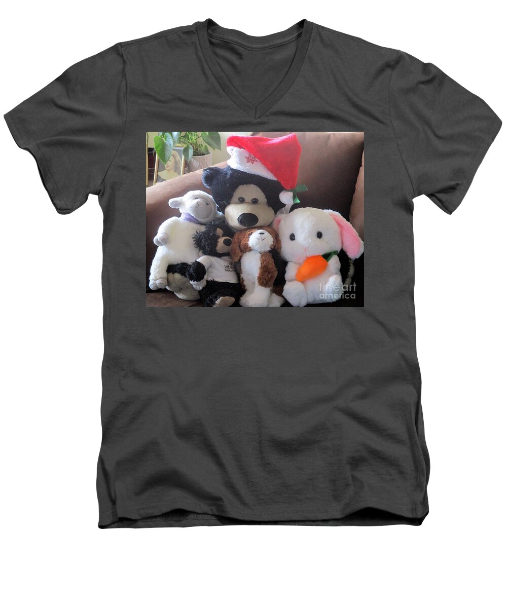 Cute Men's V-Neck T-Shirt featuring the photograph Stuffed Animals 2 by Denise F Fulmer