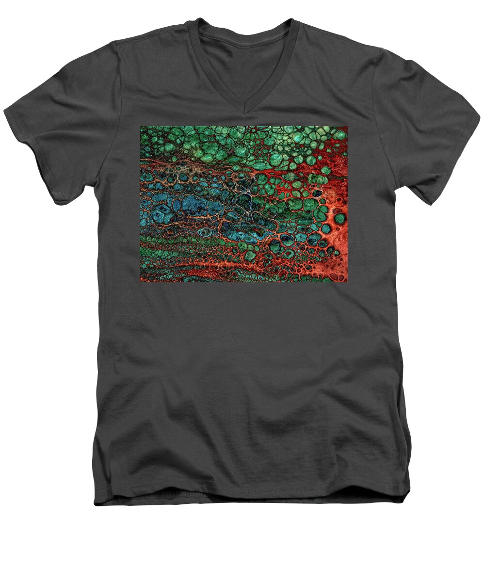 Abstract Men's V-Neck T-Shirt featuring the digital art Subterranean by Sandra Selle Rodriguez