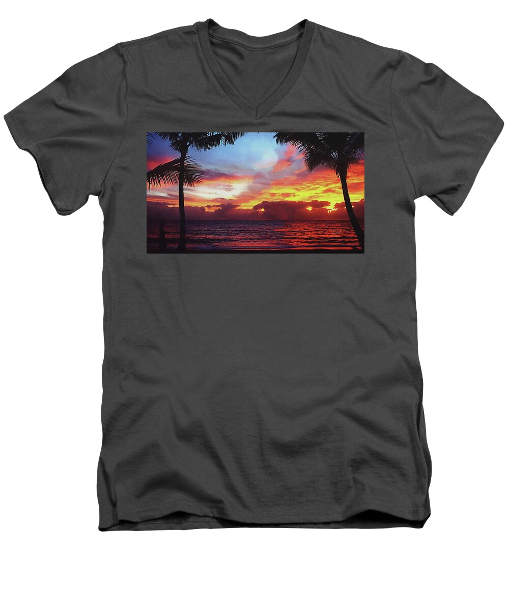 Sunrise In Queensland Men's V-Neck T-Shirt featuring the photograph Sunrise in Queensland by Ellen Henneke
