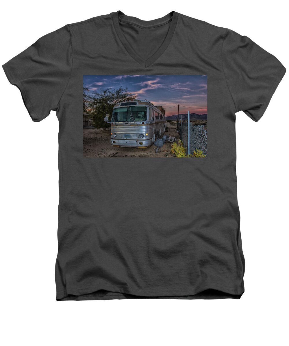 Bus Men's V-Neck T-Shirt featuring the photograph Sunset Bus by Robert Hebert
