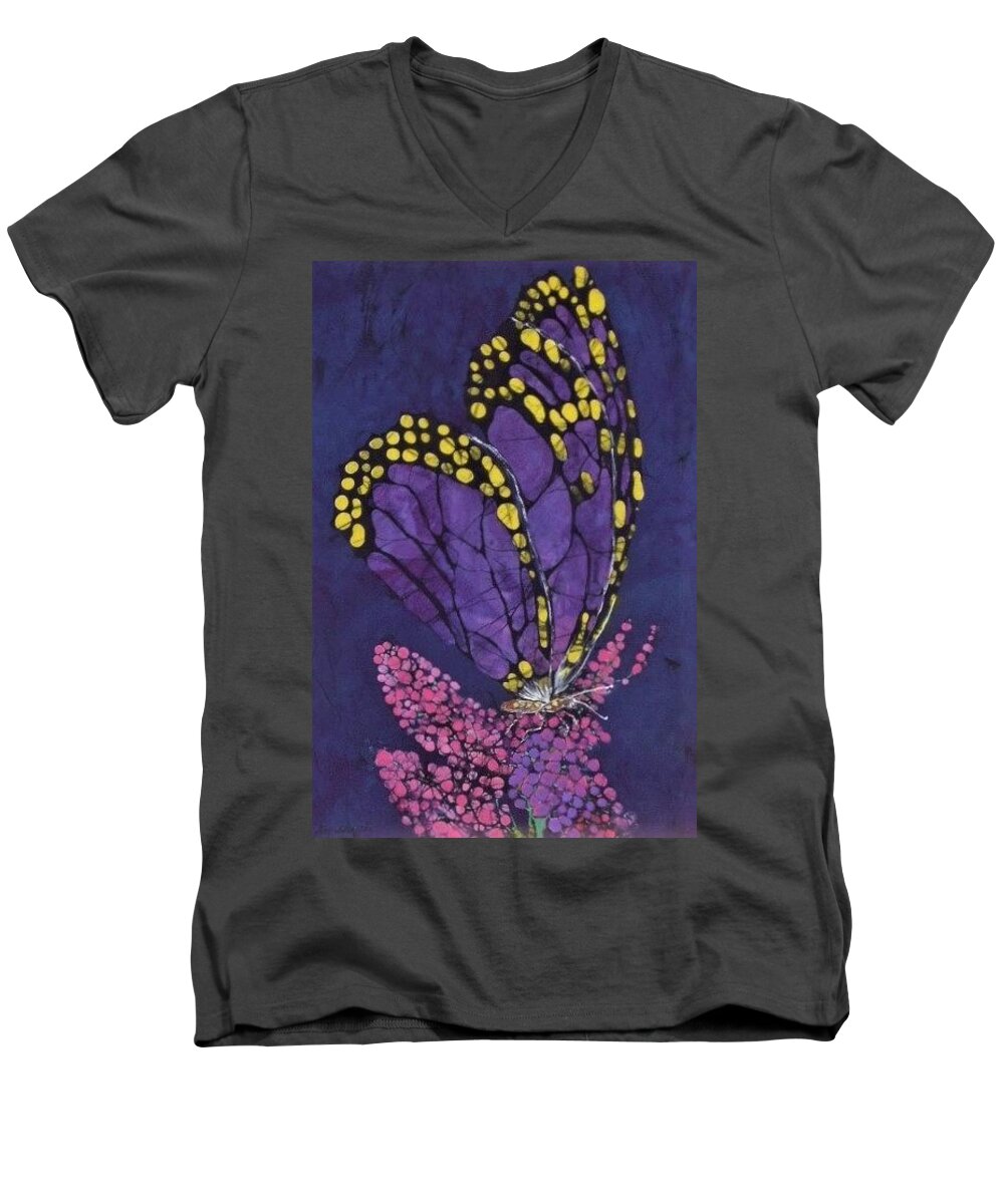  Men's V-Neck T-Shirt featuring the tapestry - textile Susans Butterfly by Kay Shaffer