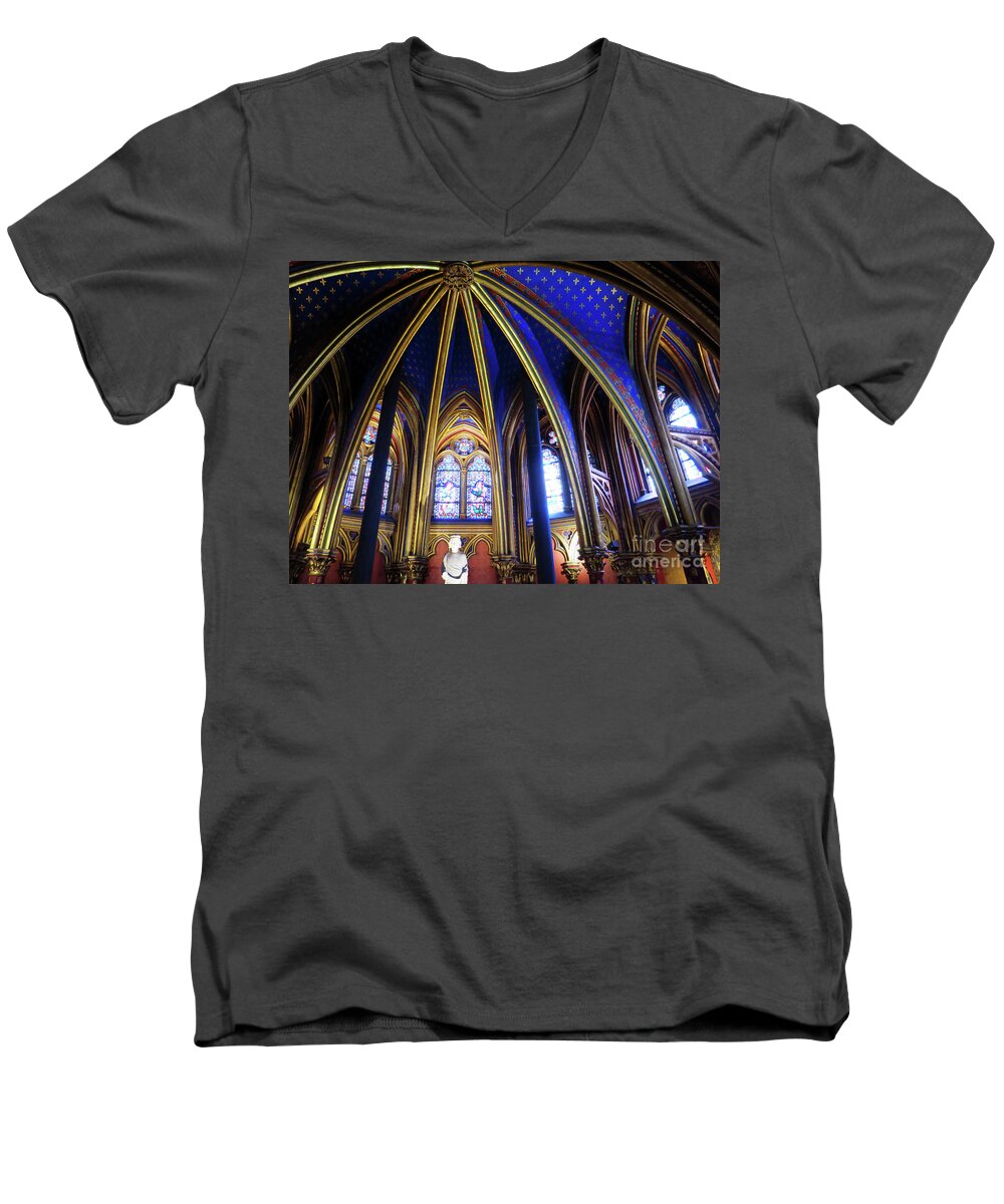 Interior Men's V-Neck T-Shirt featuring the photograph The Apse of Sainte Chappelle by Rick Locke - Out of the Corner of My Eye
