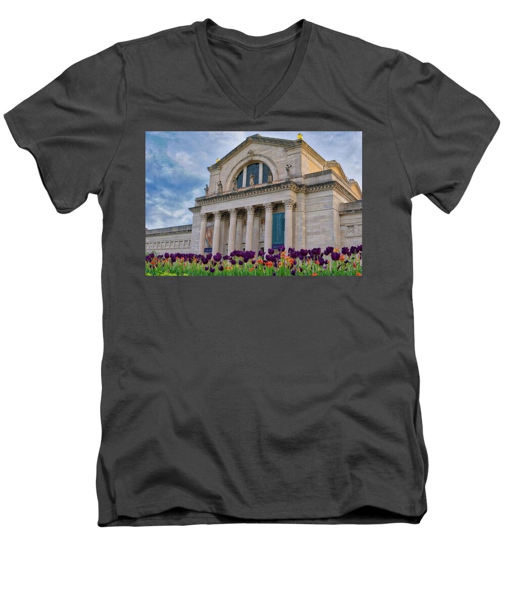 St. Louis Art Museum Men's V-Neck T-Shirt featuring the photograph The Art Museum by Randall Allen