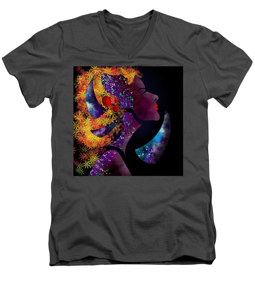 Beauty Men's V-Neck T-Shirt featuring the painting The beauty of the woman 2 by Patricia Piotrak