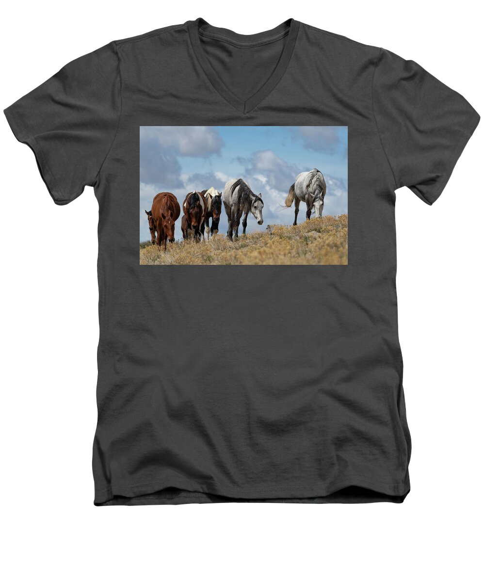 Wild Horses Men's V-Neck T-Shirt featuring the photograph The Best View by Mary Hone