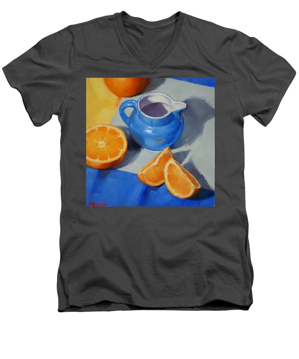 Still Life Men's V-Neck T-Shirt featuring the painting The Blue Jug by Margaret Stockdale