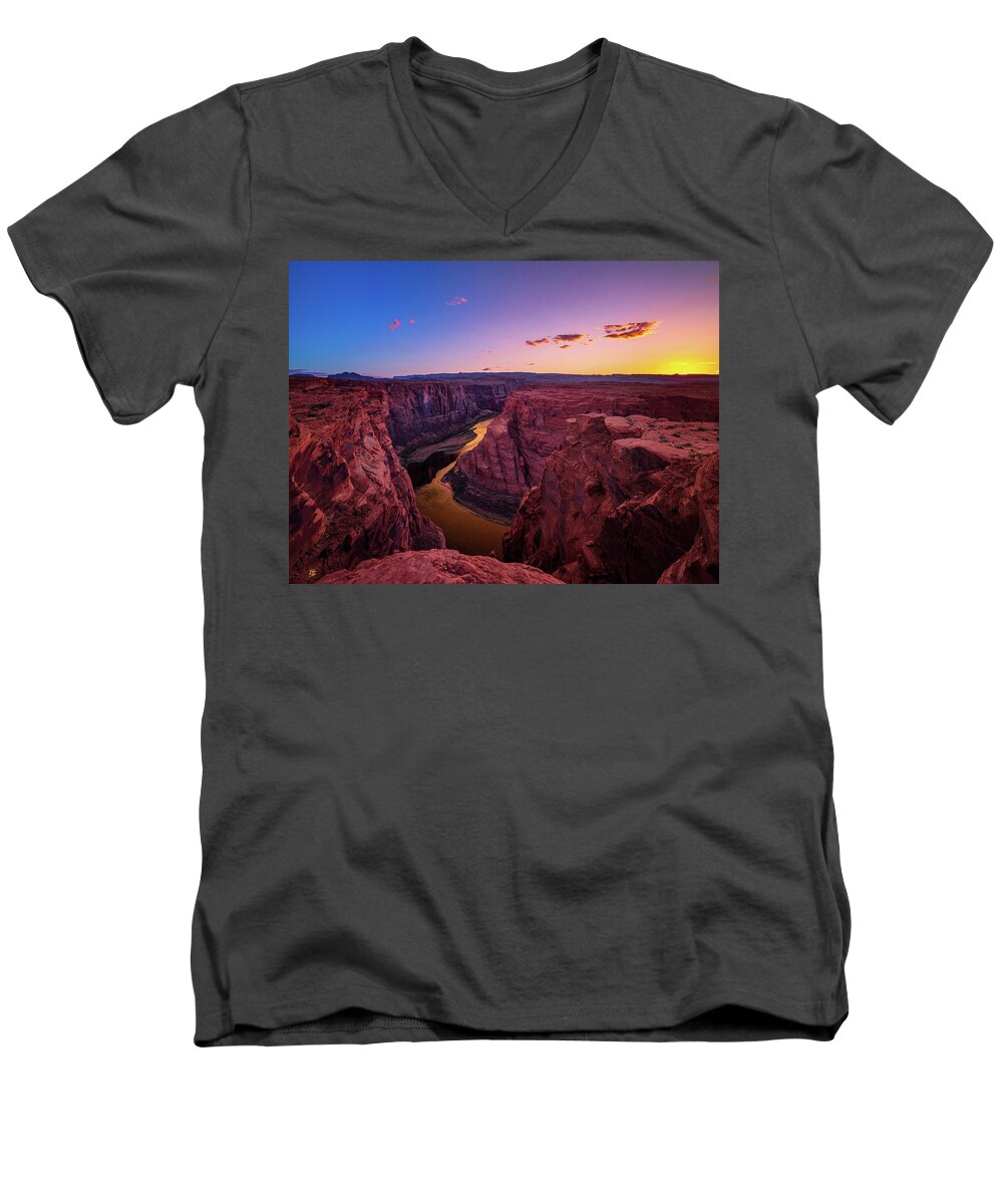 50s Men's V-Neck T-Shirt featuring the photograph The Golden Canyon by Edgars Erglis