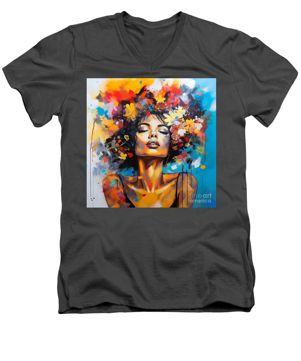 Self Love Men's V-Neck T-Shirt featuring the painting The Journey Art Print by Crystal Stagg