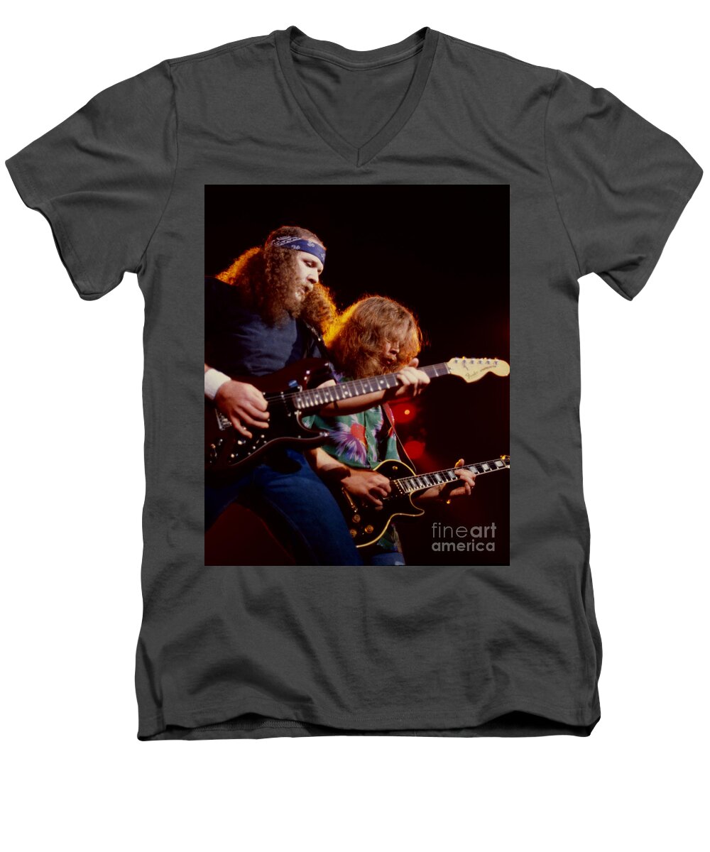 The Outlaws Men's V-Neck T-Shirt featuring the photograph The Outlaws - Hughie Thomasson and Billy Jones by Daniel Larsen