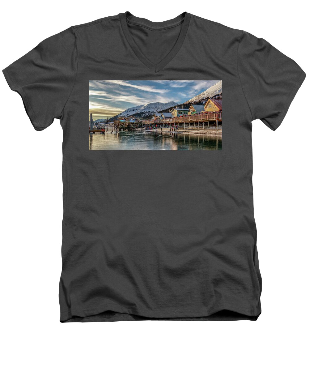  Men's V-Neck T-Shirt featuring the photograph There You Go Again And Here I Come by Michael W Rogers