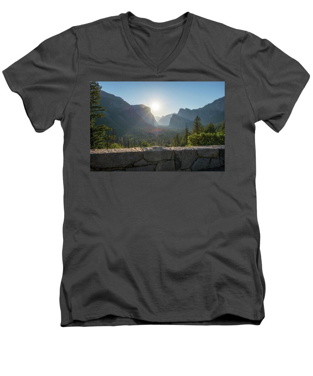 Yosemite Valley Men's V-Neck T-Shirt featuring the photograph This Is The Tunnel View A Yosemite Valley Morning by Joseph S Giacalone