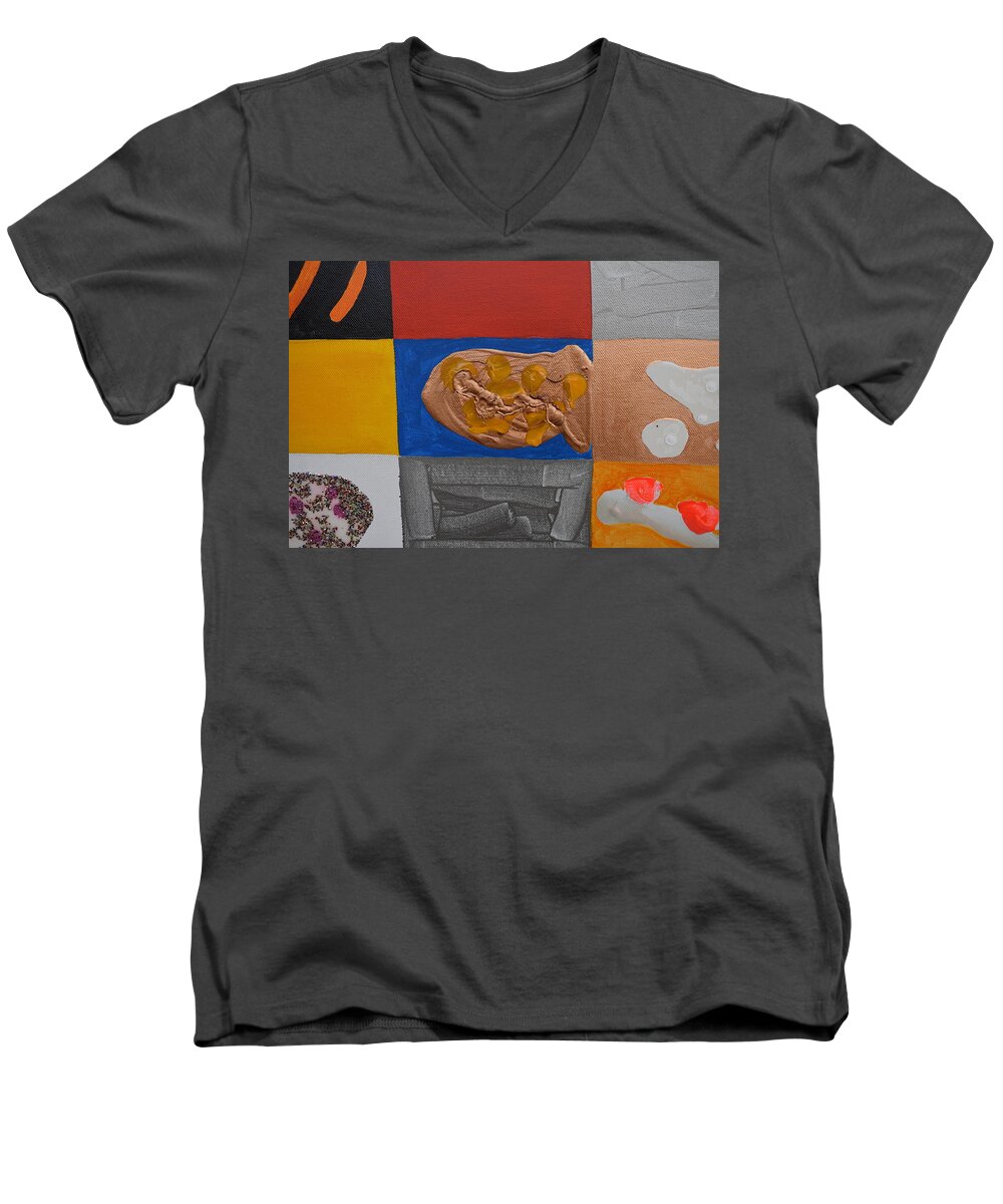 Abstract Men's V-Neck T-Shirt featuring the painting TICKET 23e by Dick Sauer