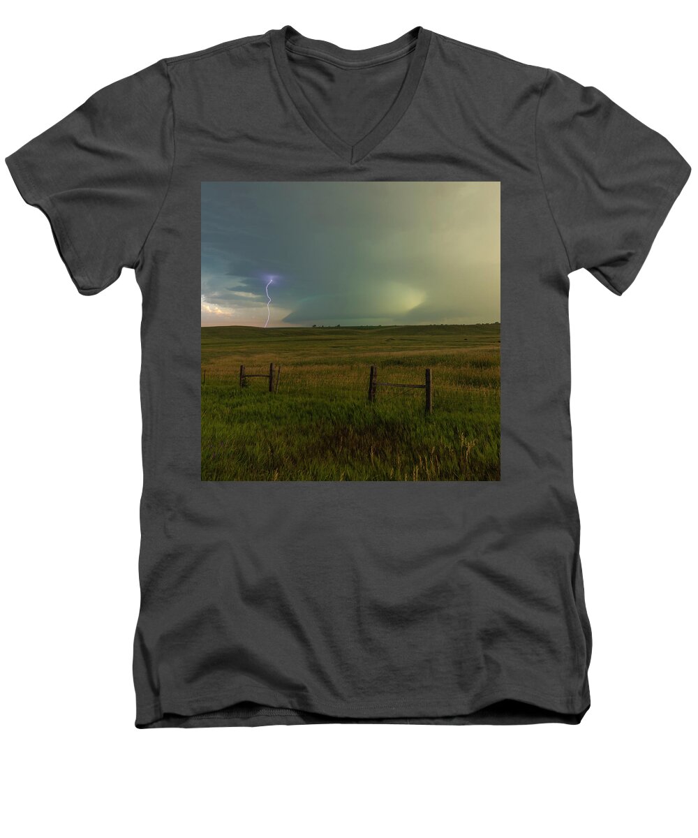Tornado Warned Men's V-Neck T-Shirt featuring the photograph Tornado Warned Storm by Aaron J Groen