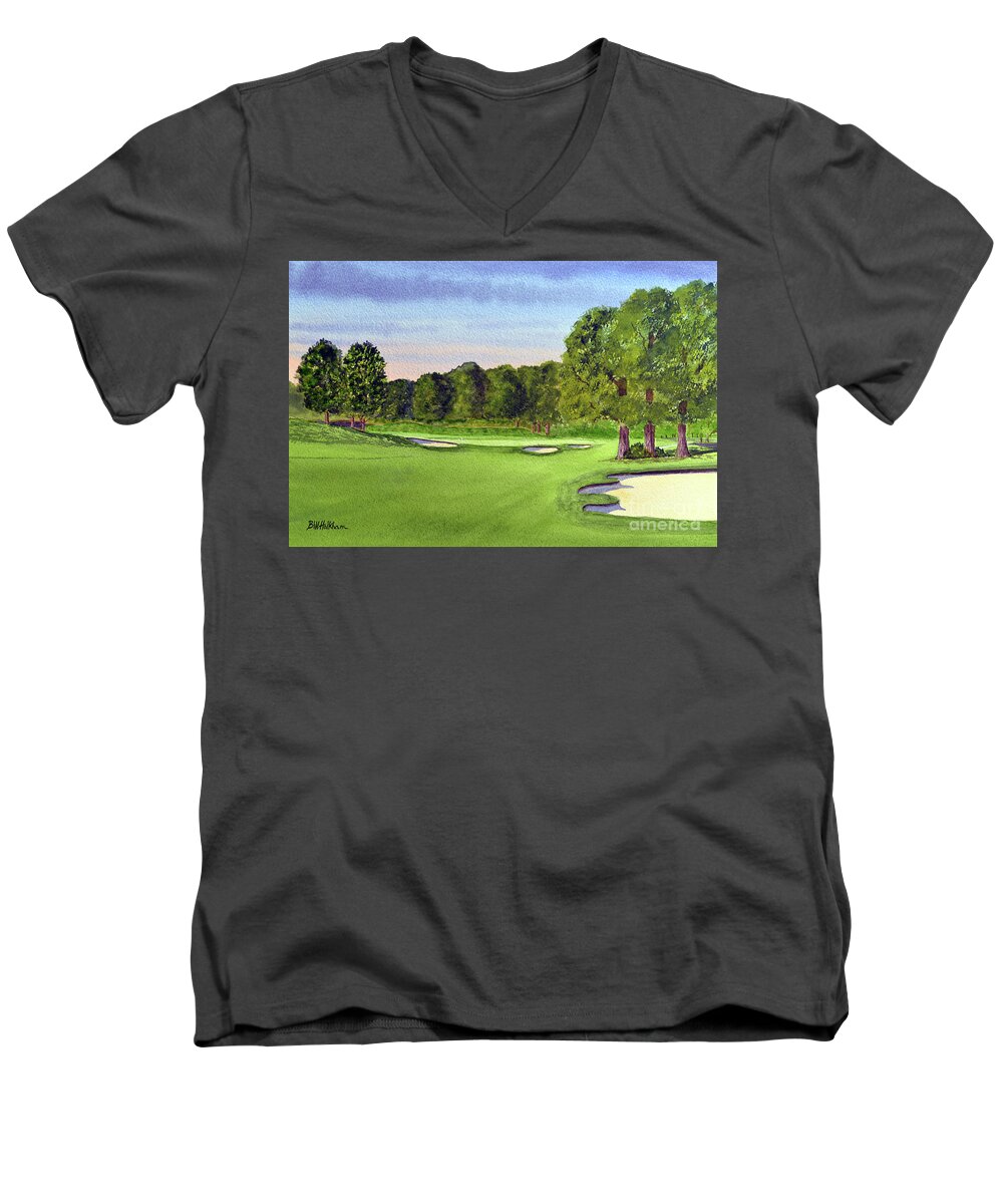 Tpc Southwind Golf Course Painting Men's V-Neck T-Shirt featuring the painting TPC Southwind Golf Course Memphis TN by Bill Holkham