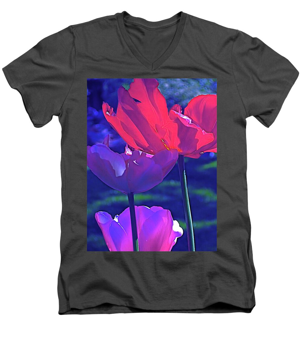 Tulips Men's V-Neck T-Shirt featuring the photograph Tulip 3 by Pamela Cooper