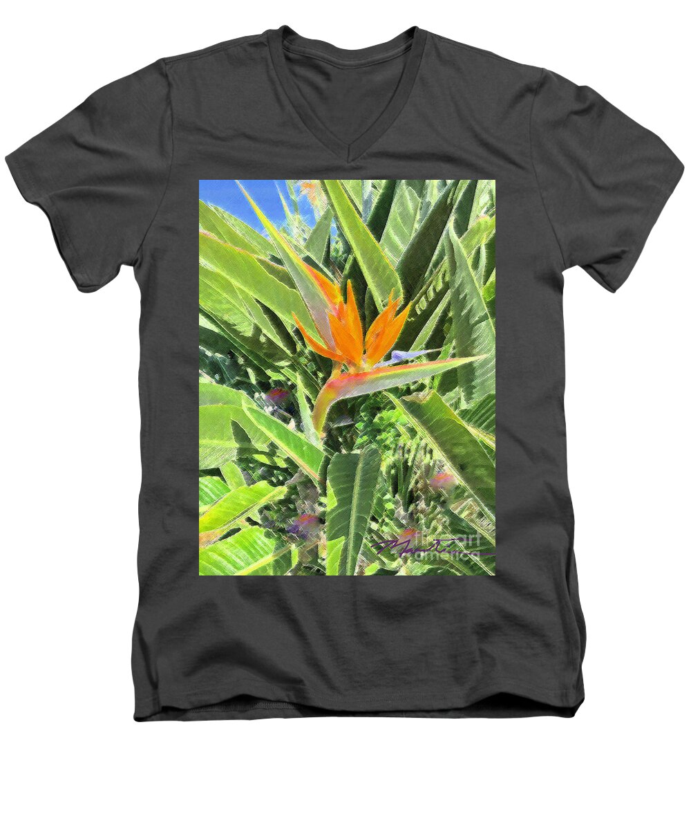 Landscape Men's V-Neck T-Shirt featuring the digital art Twin Birds by Art Mantia