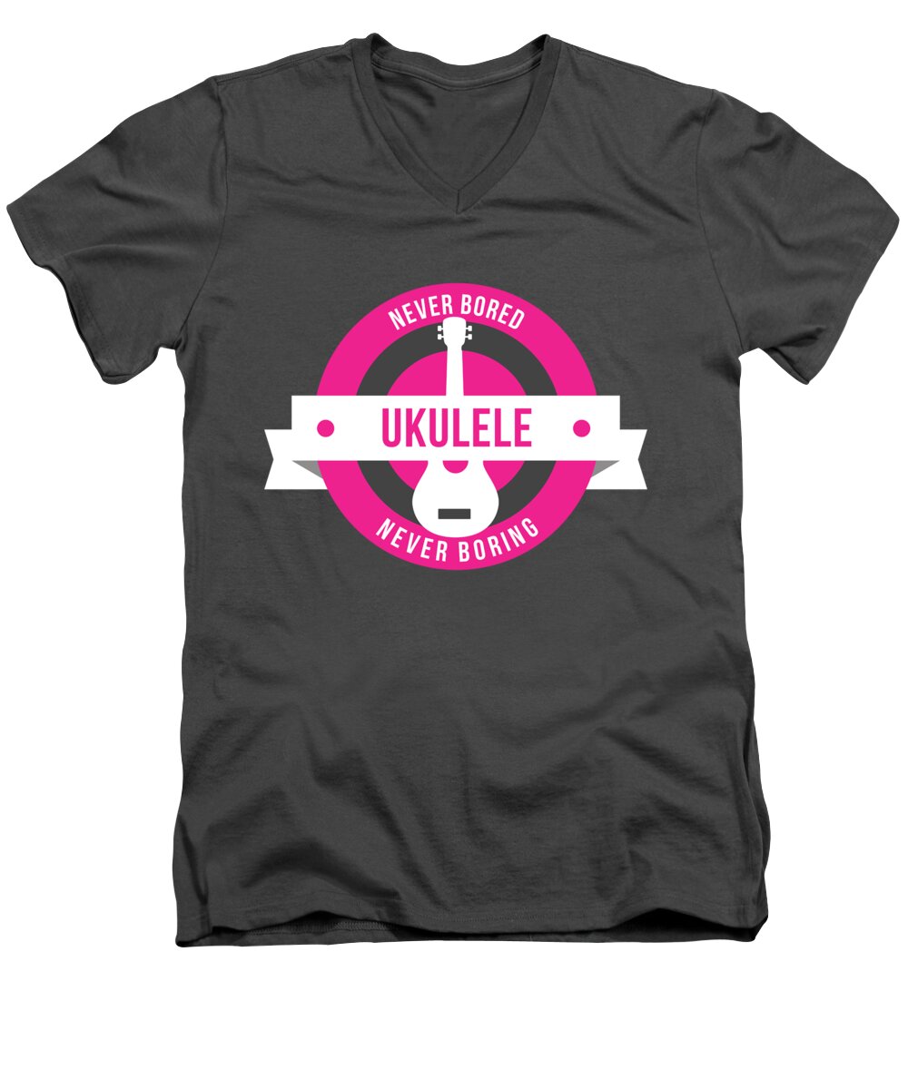 Ukulele Men's V-Neck T-Shirt featuring the digital art Ukulele For Men Women Kids - Concert Musician Banjo Hawaiian by Mercoat UG Haftungsbeschraenkt
