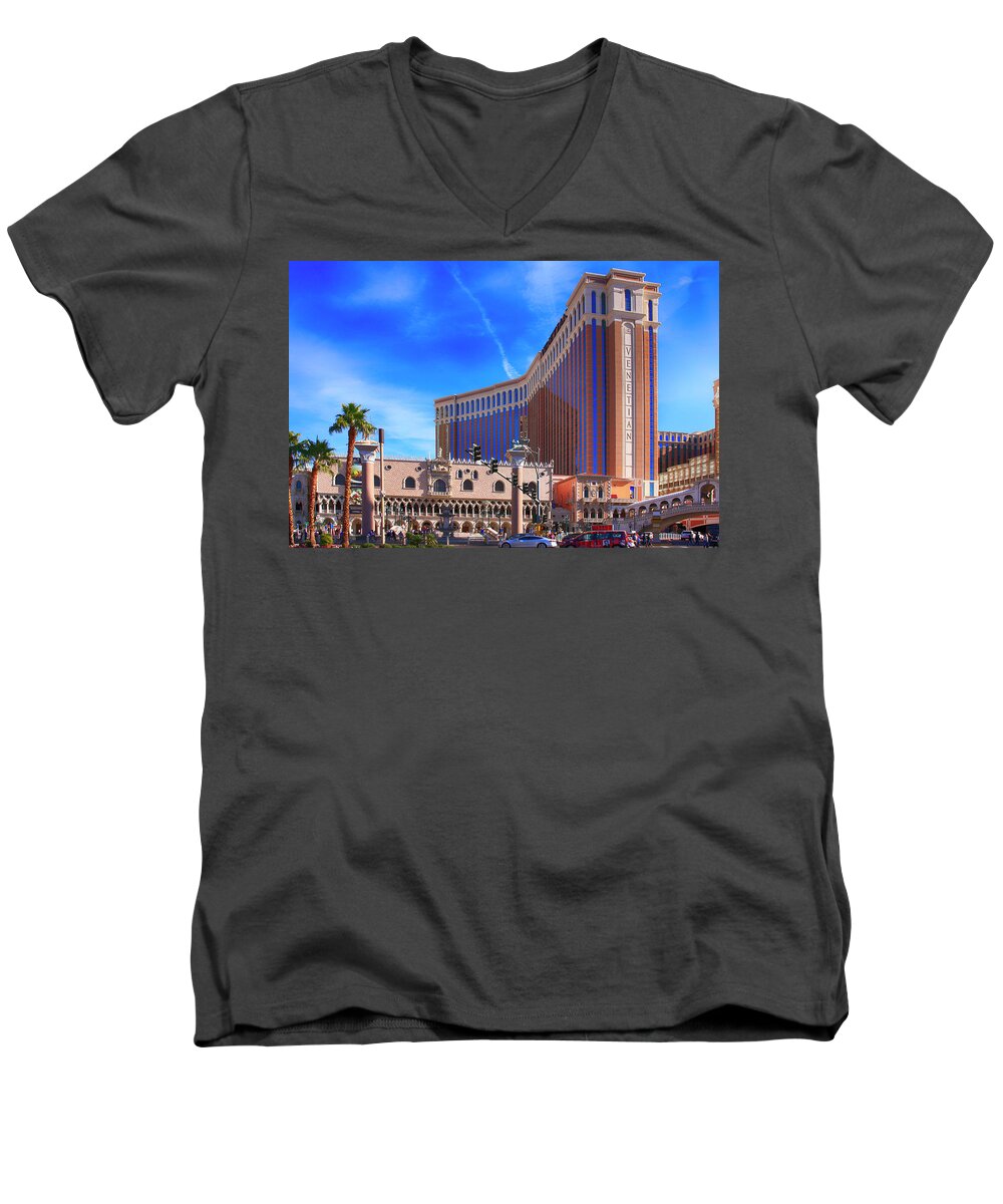 Venetian Men's V-Neck T-Shirt featuring the photograph Venetian Las Vegas by Chris Smith
